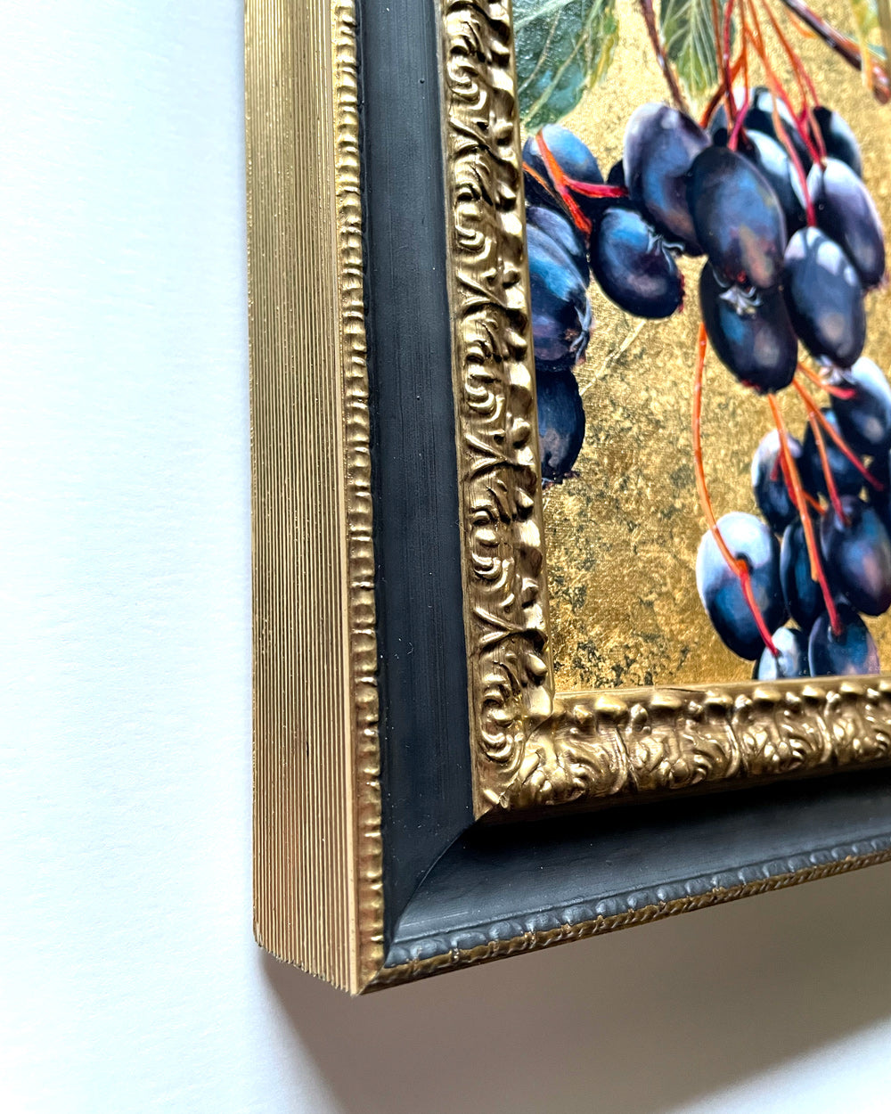 hawthorn berry painting gold frame detail