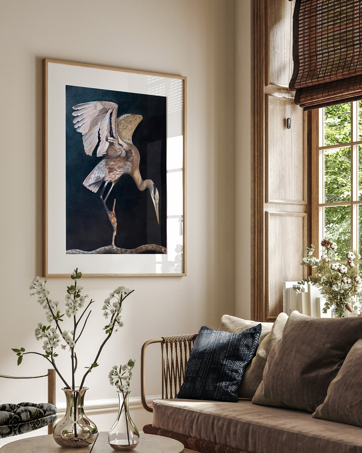 heron artwork, heron wall art