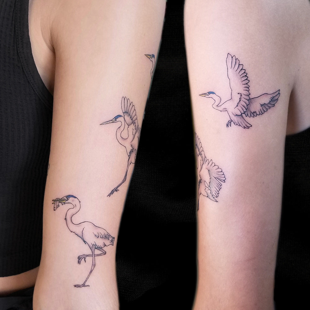 heron tattoo by Lydia