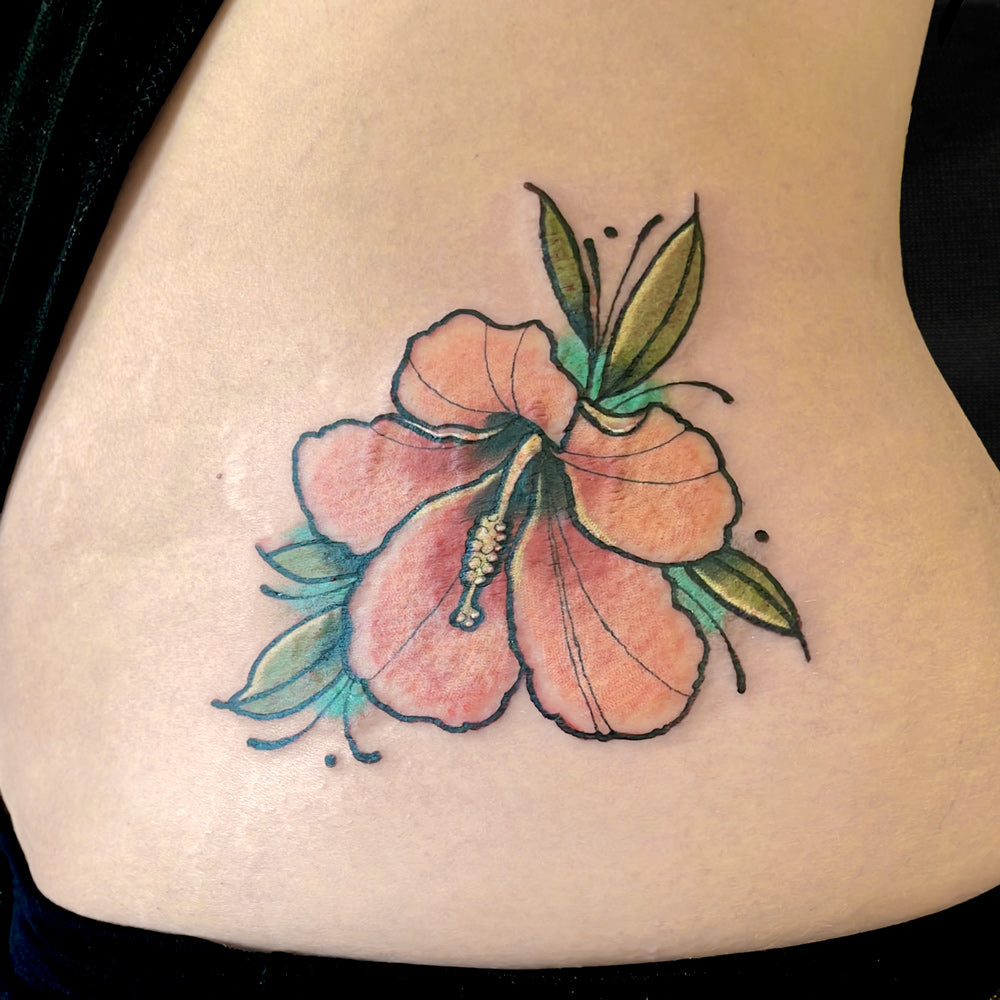 hibiscus flower tattoo by Cass