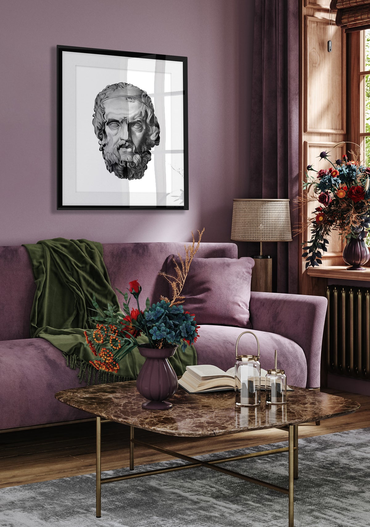 homer portrait charcoal wall art