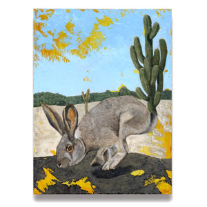 jackrabbit cactus desert painting