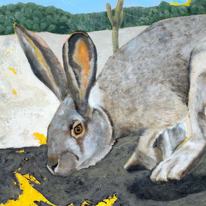 jackrabbit desert painting detail