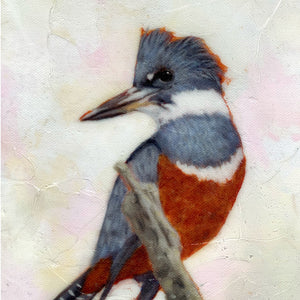 kingfisher embellished canvas art print texture detail