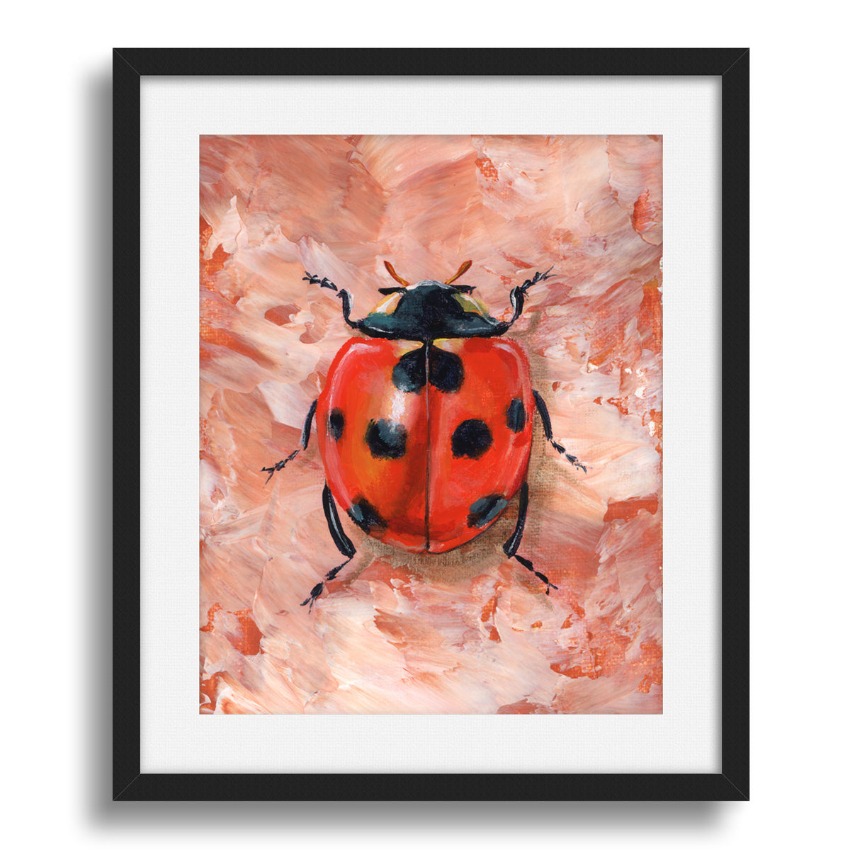ladybug art print in black frame