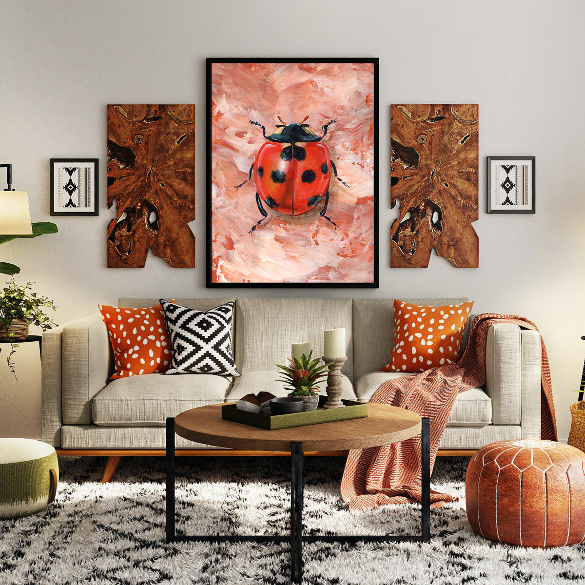 ladybug wall decor, large ladybug art print