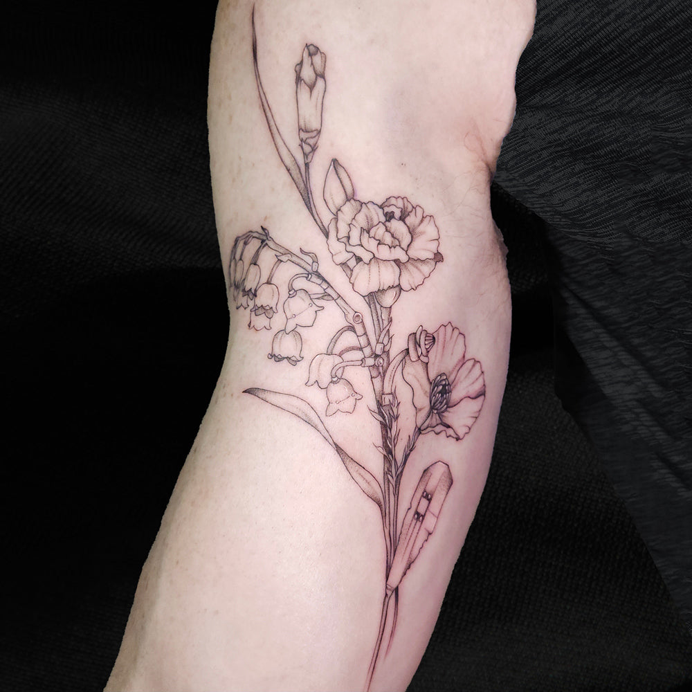 lego flower tattoo by Lydia Pitts