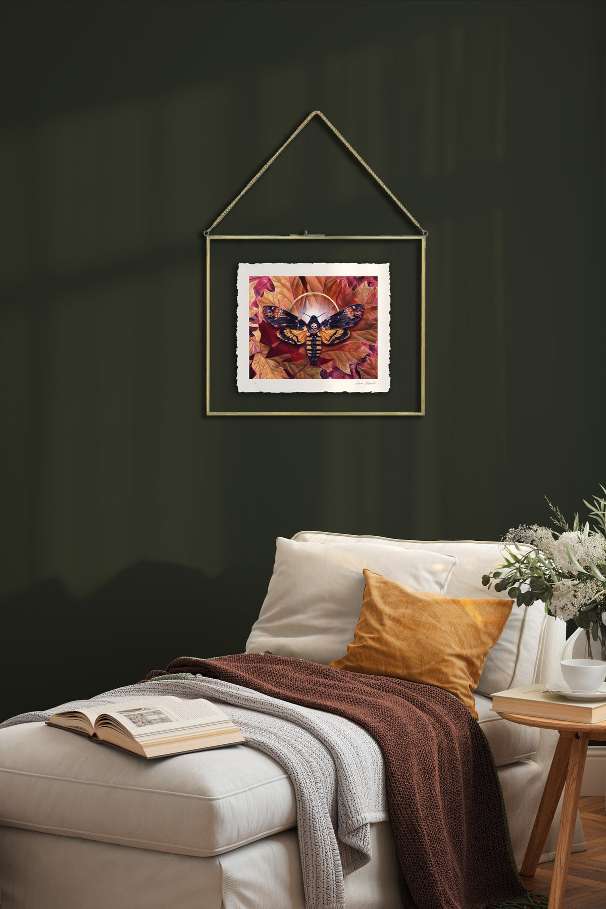 limited edition deaths head moth art print pressed glass frame idea