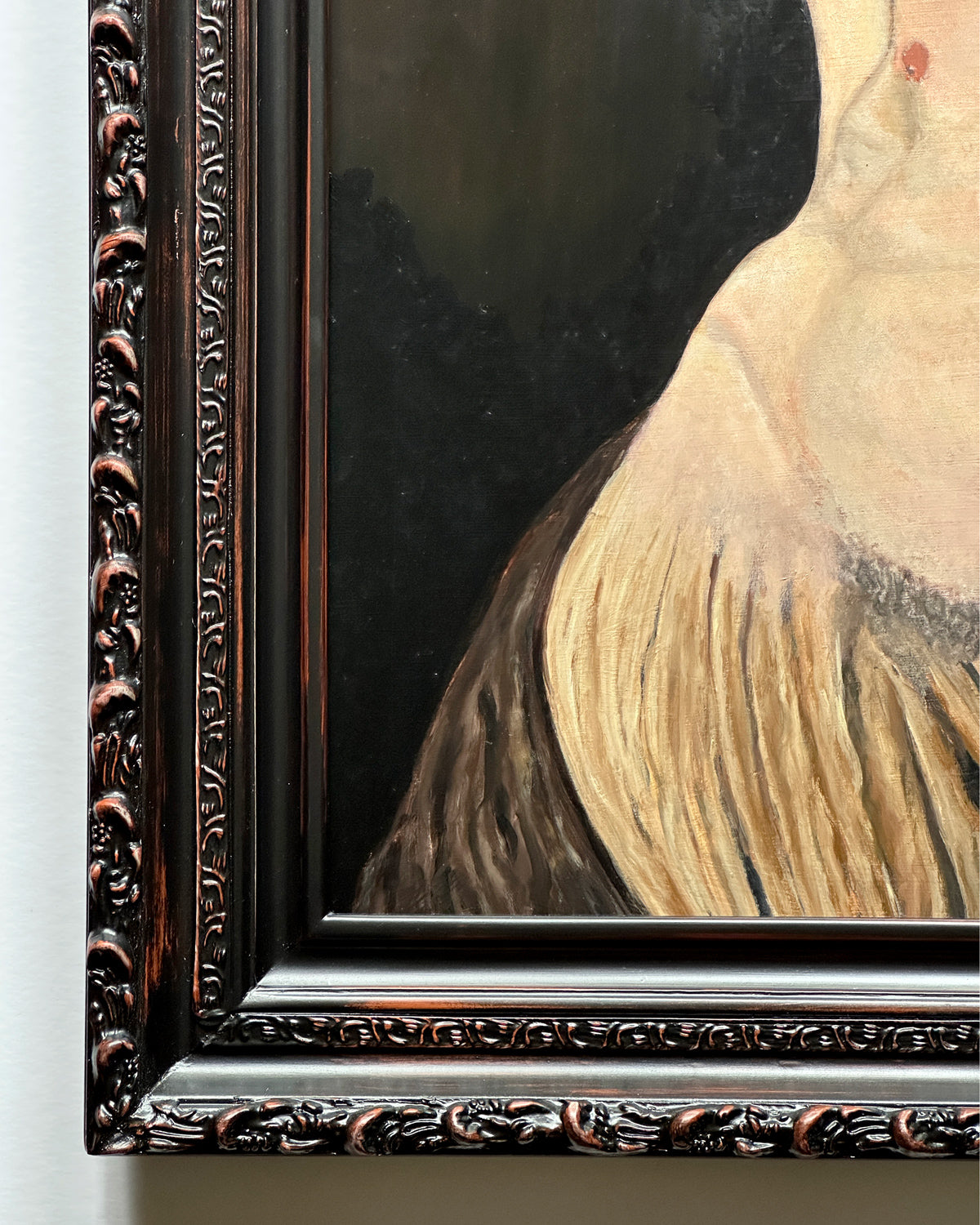 close up surreal male figurative oil painting by Danny Schreiber with dark background