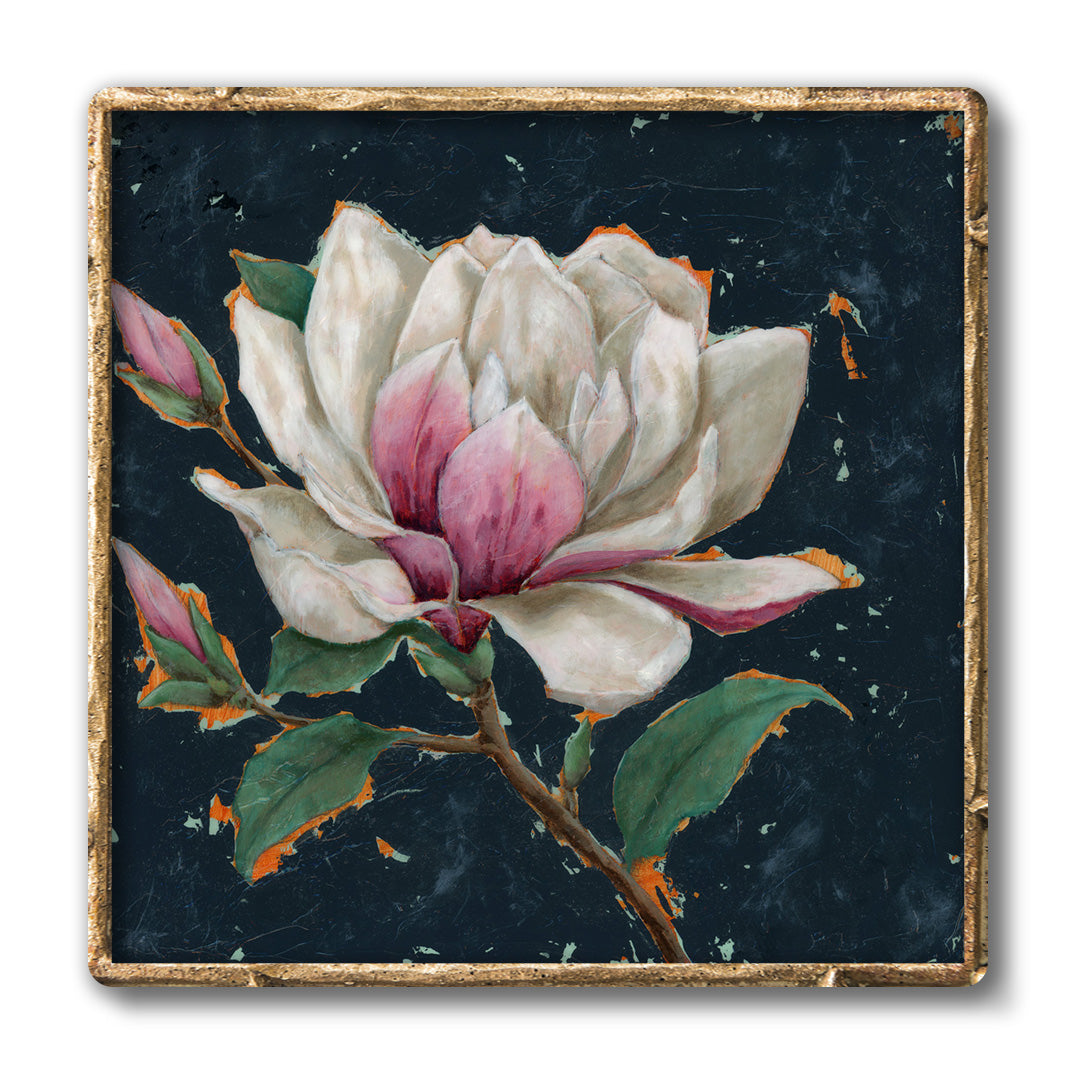 magnolia art print in a gold frame
