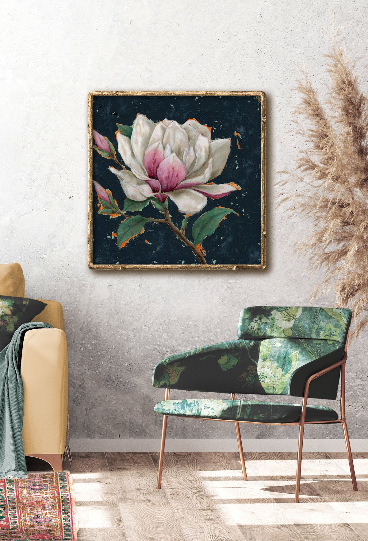 magnolia art print on wall