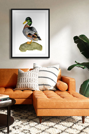 mallard duck art print on wall