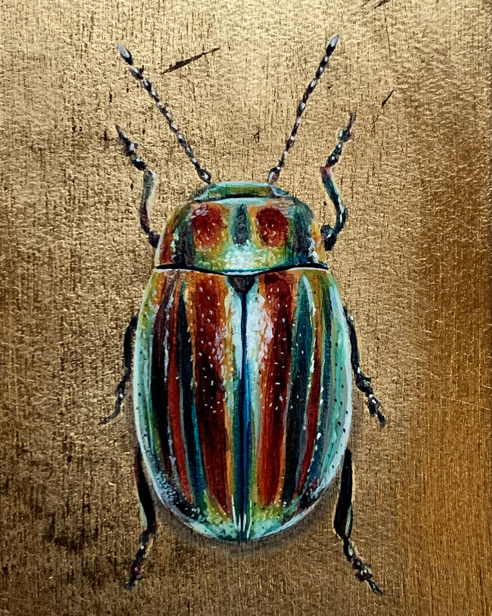 rainbow leaf beetle painting gold leaf