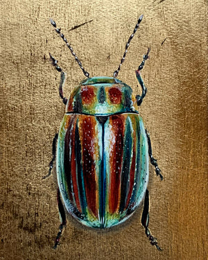 rainbow leaf beetle painting gold leaf