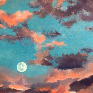 moonrise cloudscape painting detail