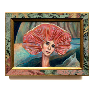 pink mushroom spirit painting in painted frame