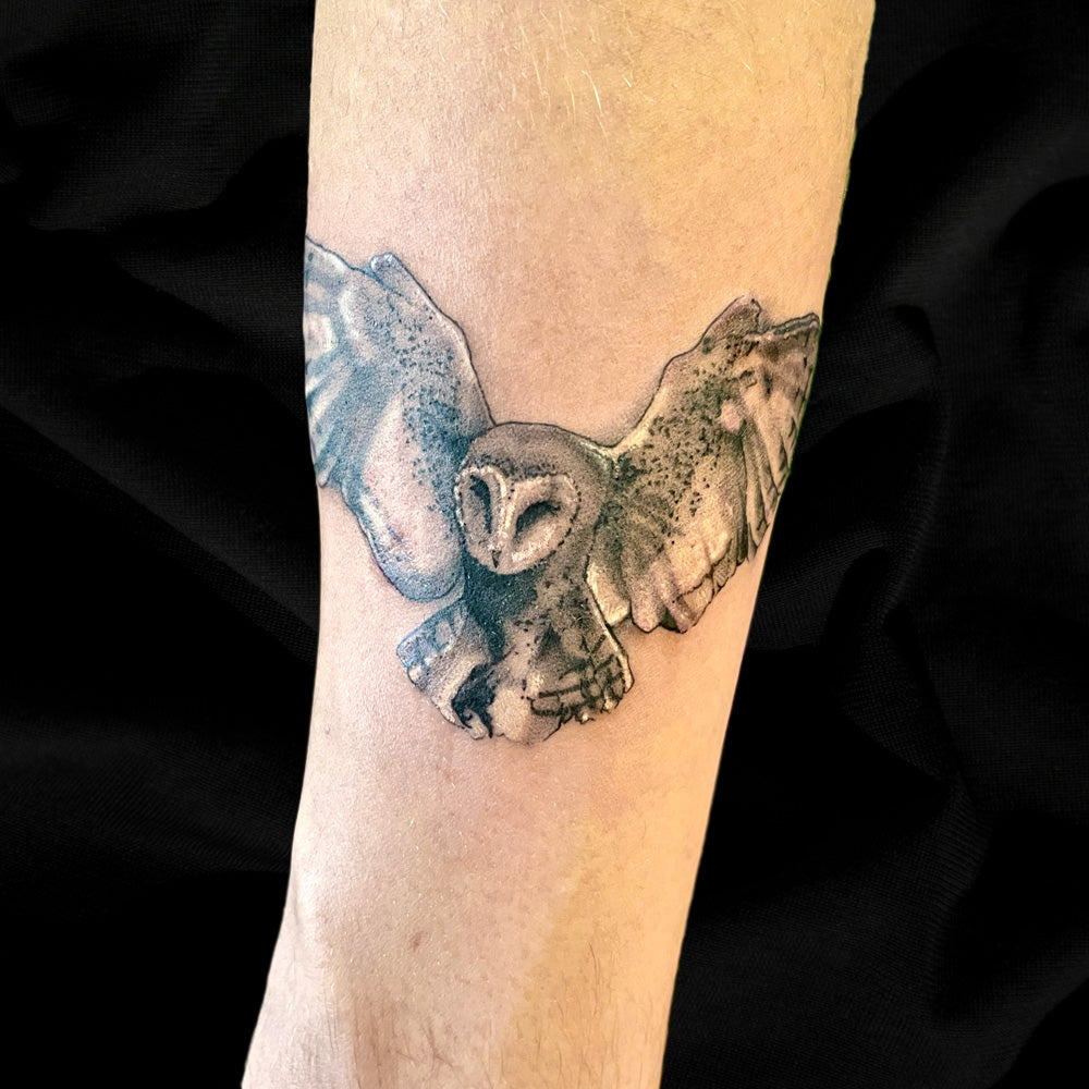 owl tattoo by Cass Brown