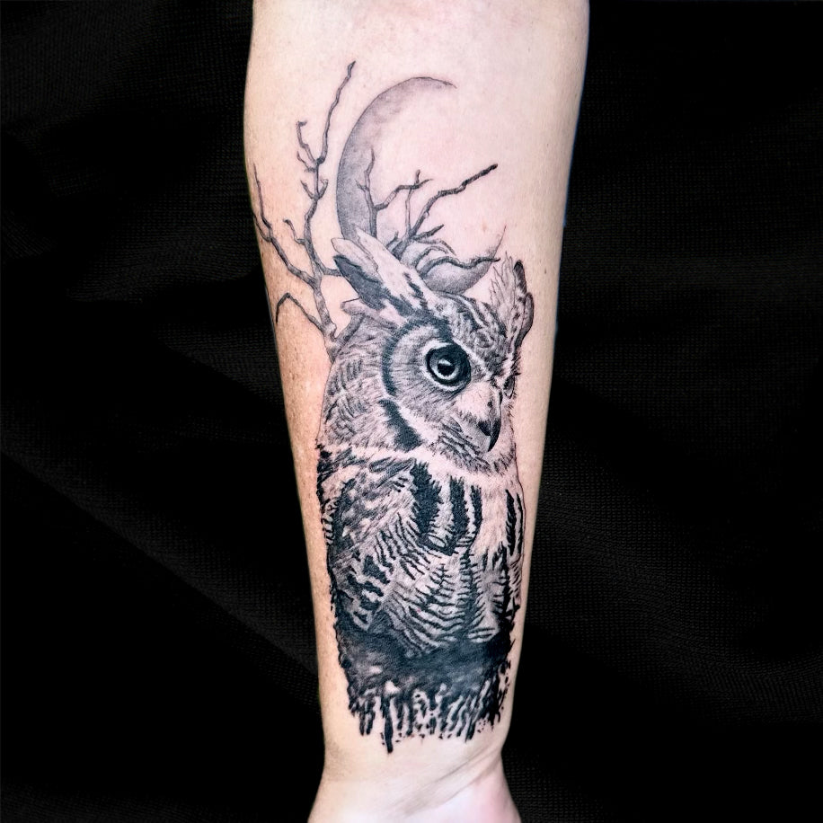 owl moon tattoo by Danny