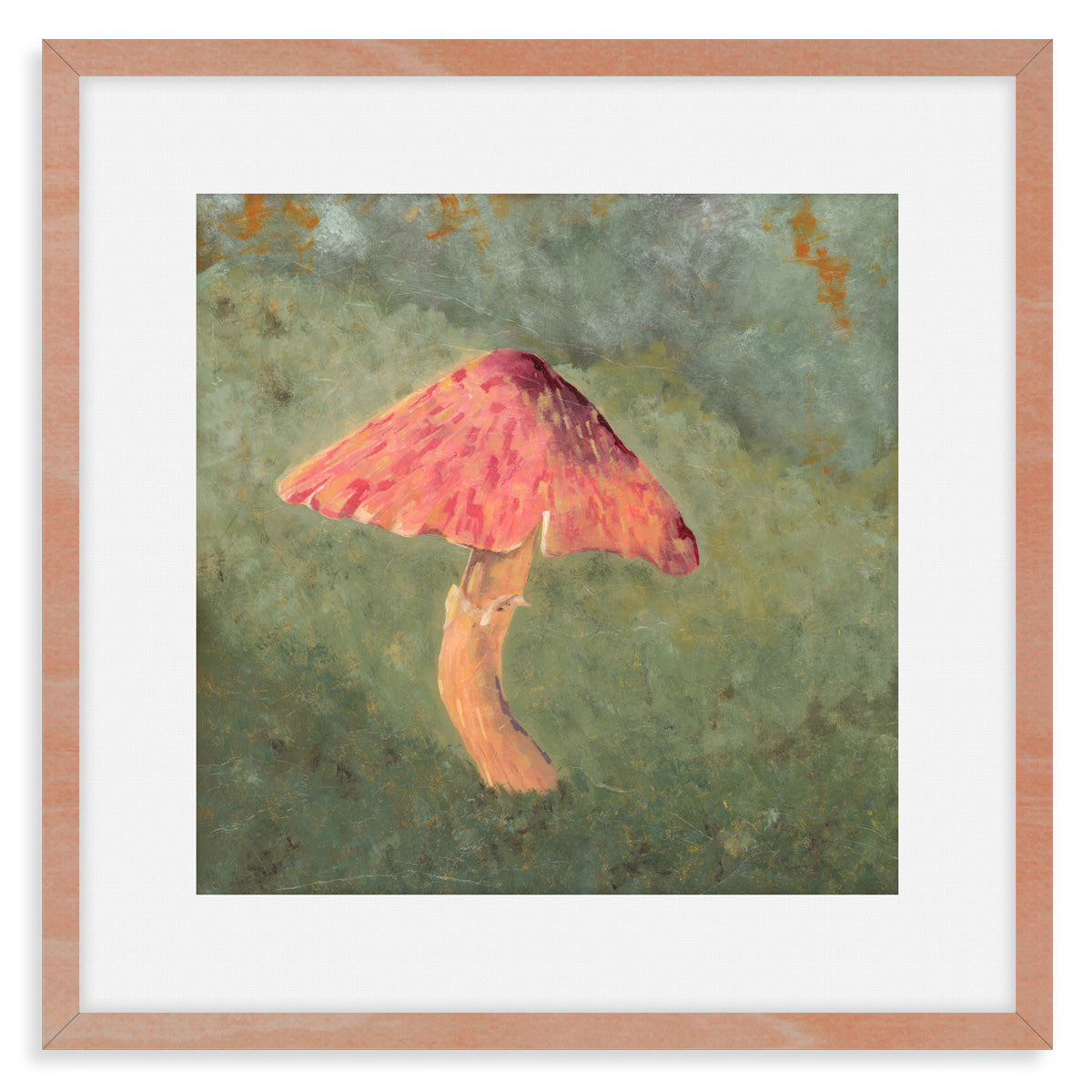 pink green mushroom art print