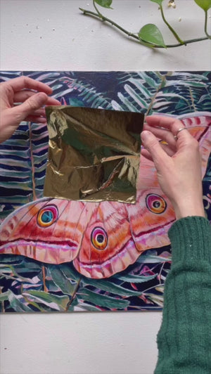 gold leaf process silkmoth painting