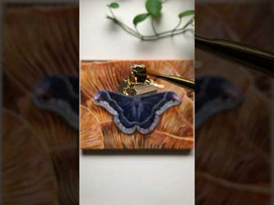 Promethea moth painting gold leaf halo