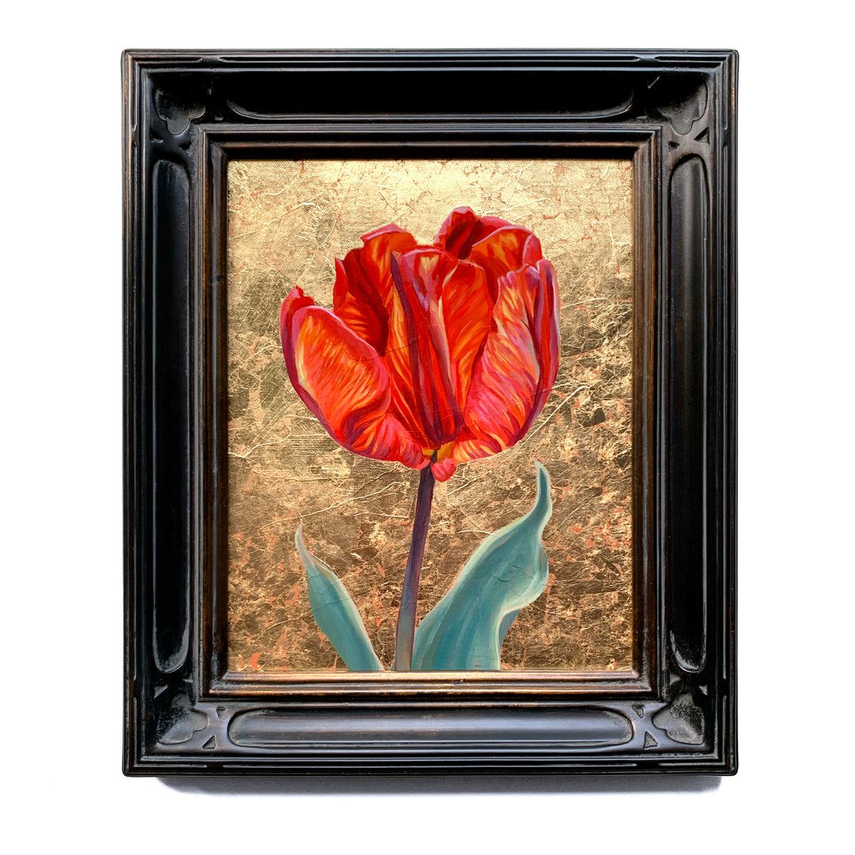 red tulip painting gold leaf