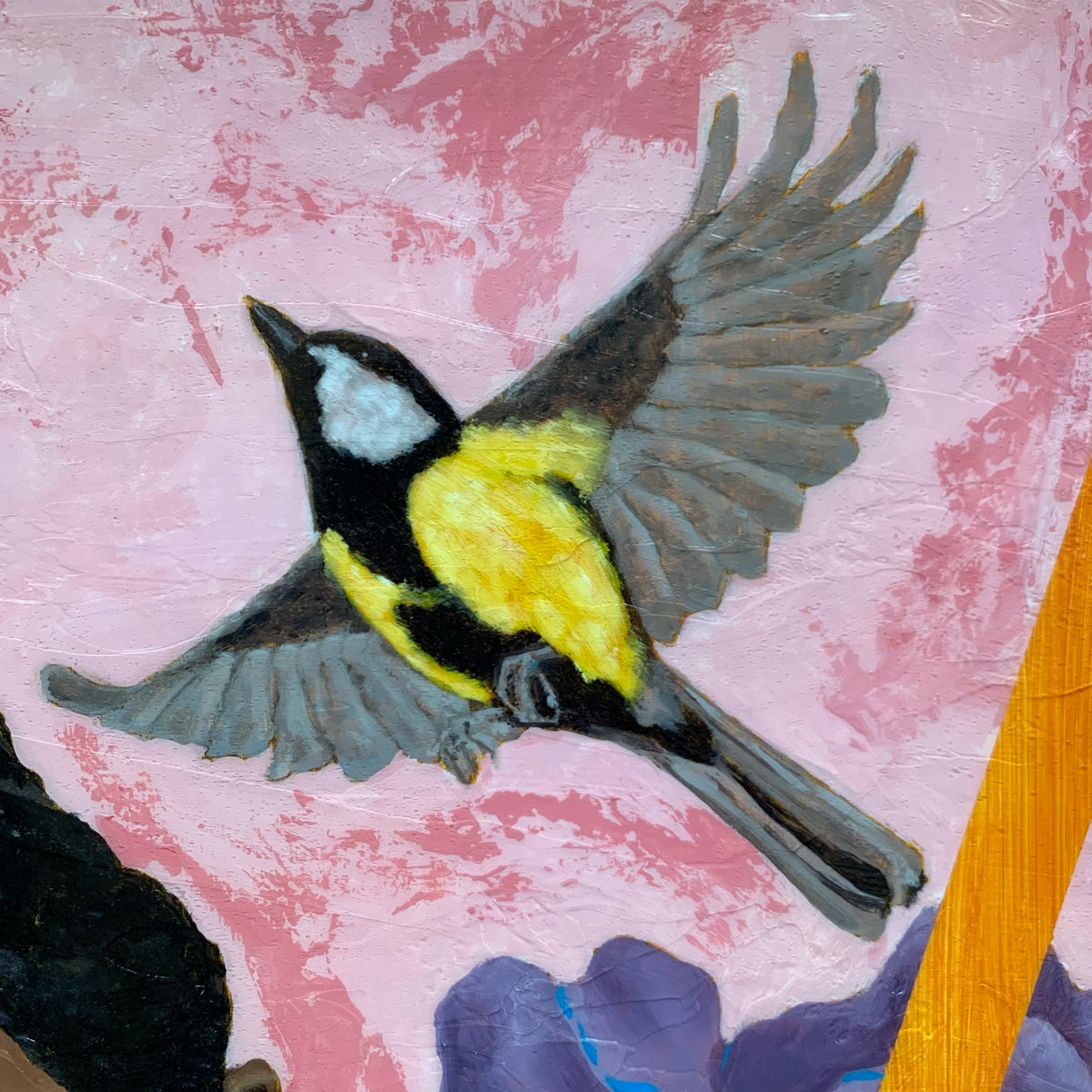 girl portrait painting bird detail