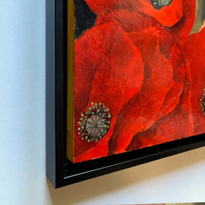 'Rhiannon' portrait painting with poppies frame detail