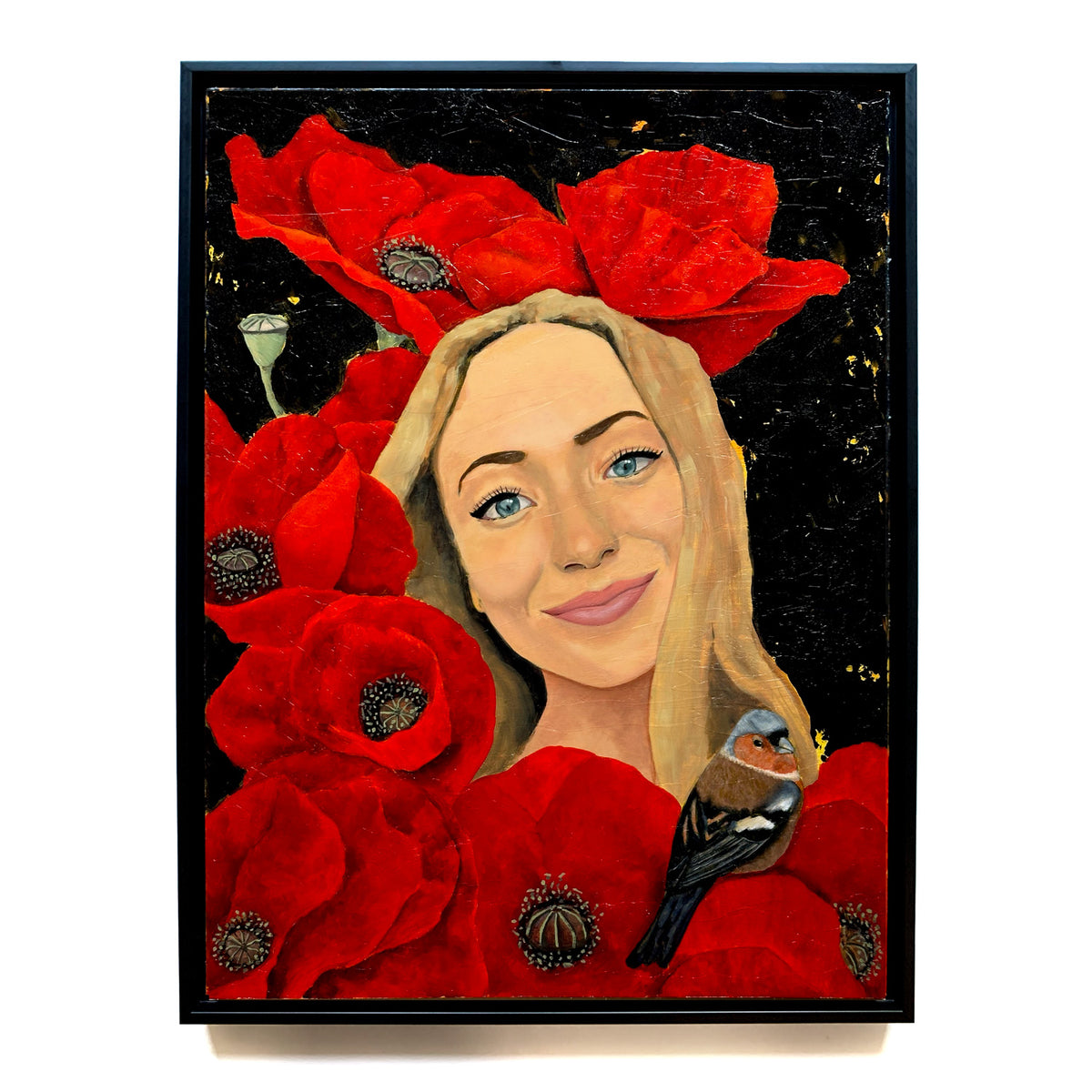&#39;Rhiannon&#39; portrait painting with poppies