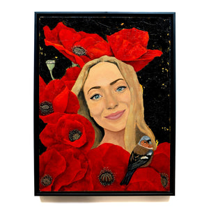 'Rhiannon' portrait painting with poppies