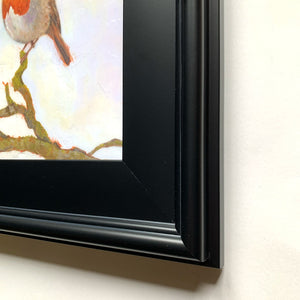 robin art print wide black frame  