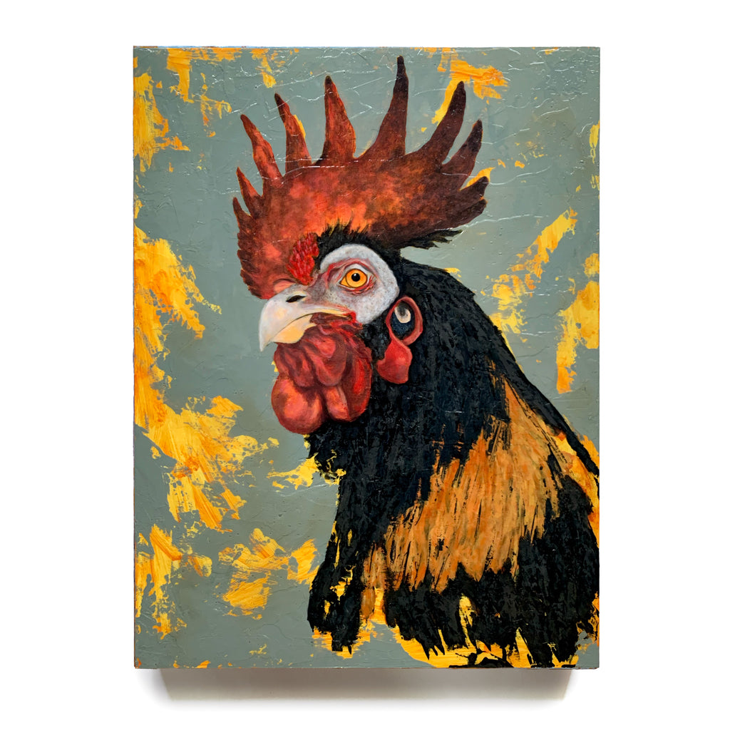 Rooster Painting orders on a Wood Panel Original Art