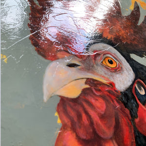 rooster painting texture detail