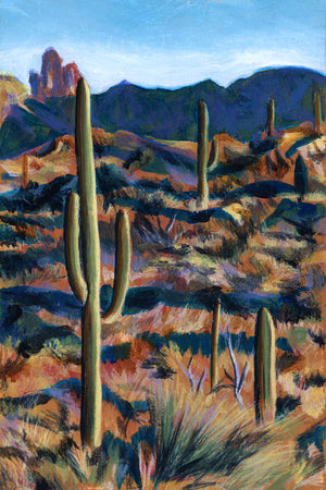 saguaro cactus art print desert landscape 