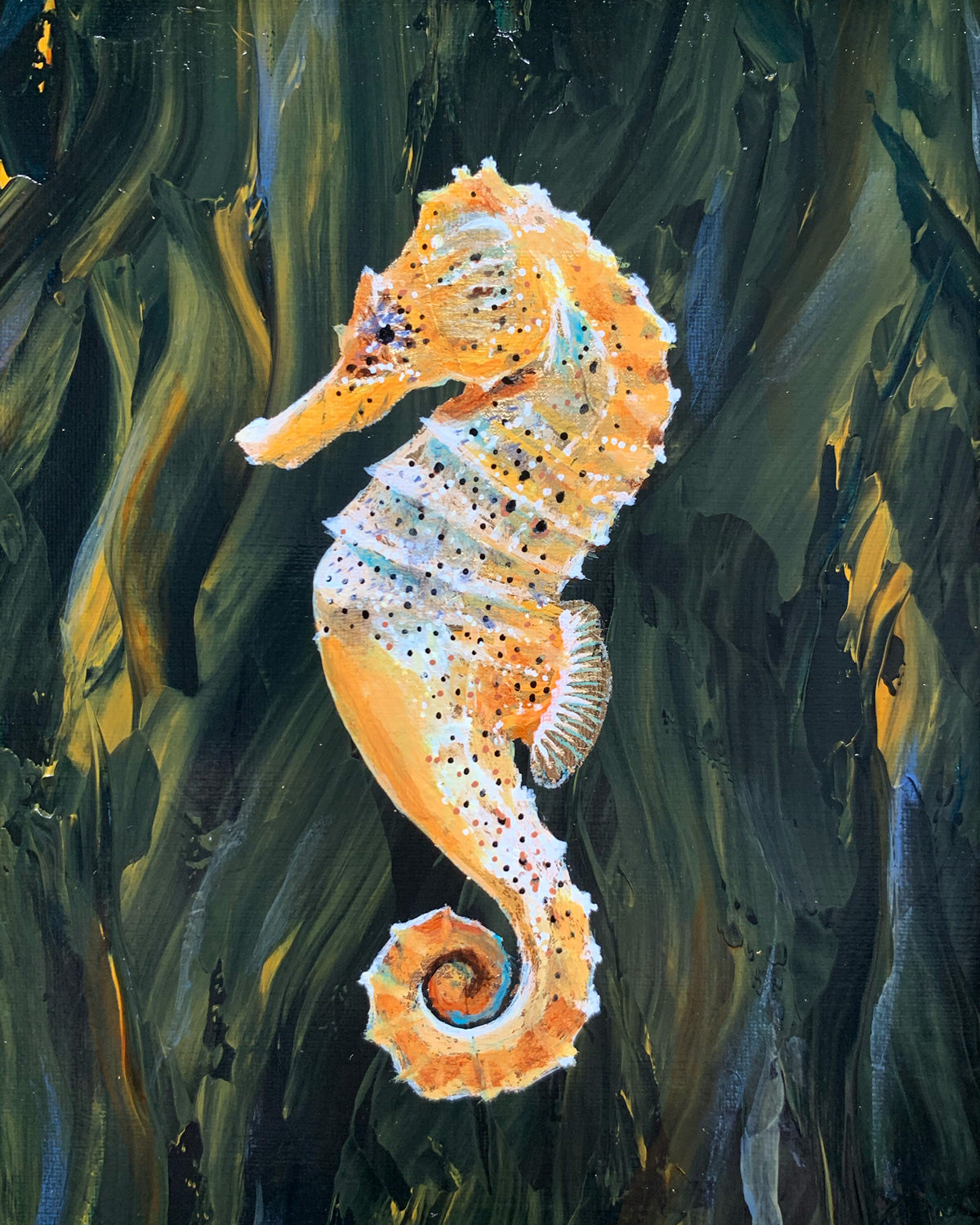 &quot;Treasure&quot; Seahorse Painting 7x5