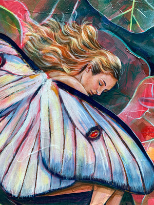 sleeping fairy painting detail
