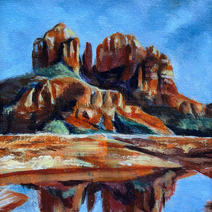 'Echo' small desert mountain painting detail