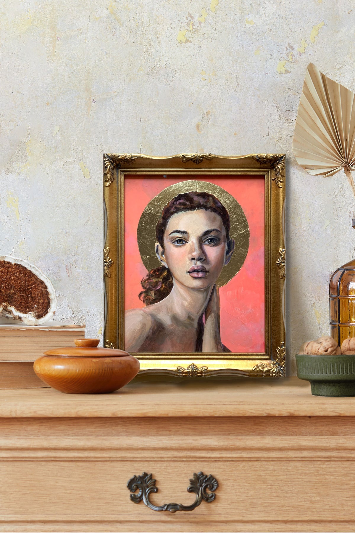 sunrise angel painting on dresser