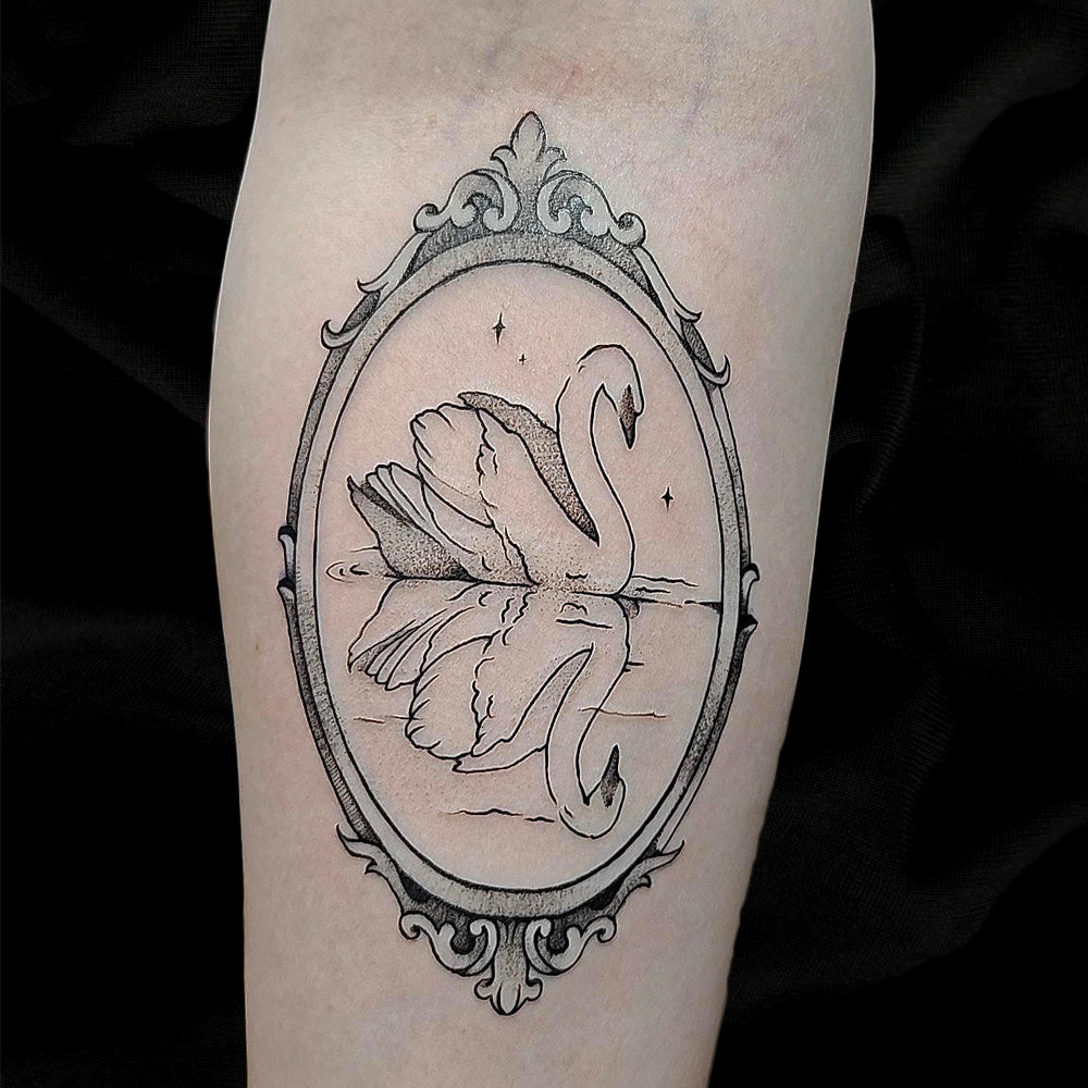 swan lake tattoo by Mary Kuzmin