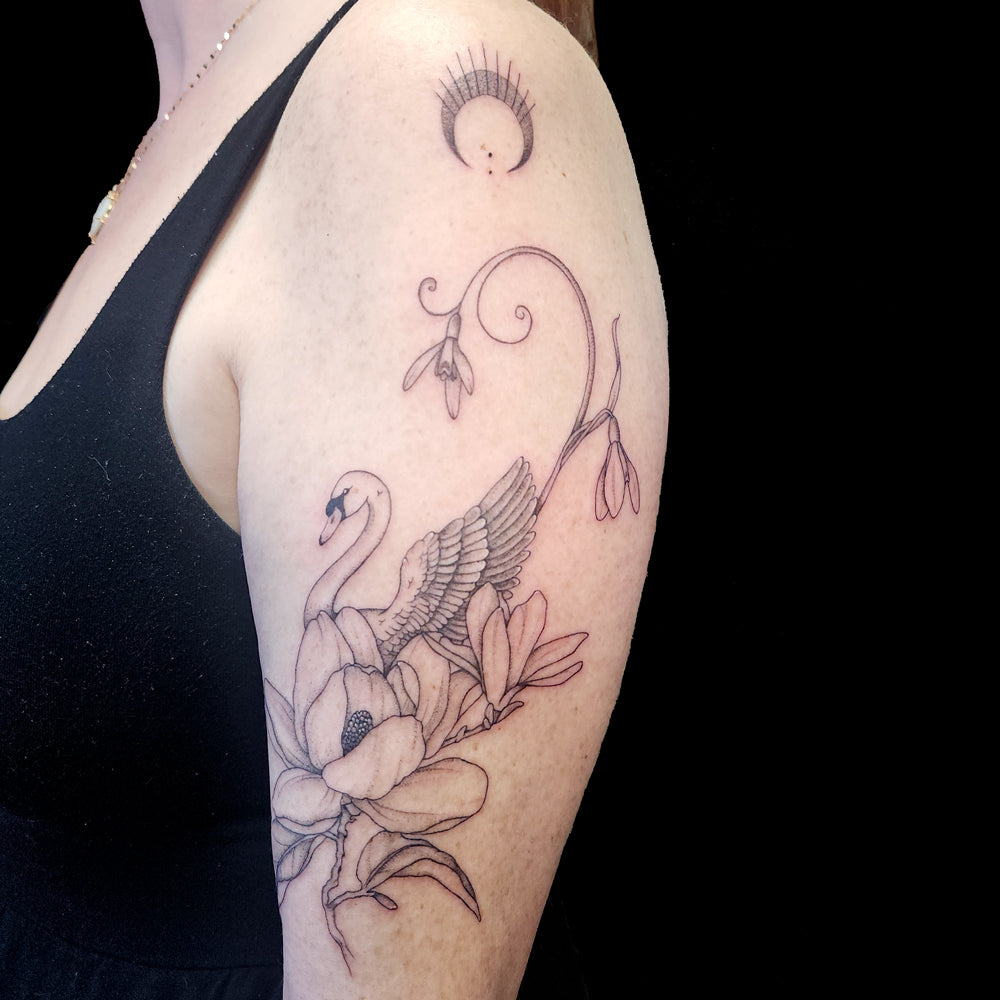 swan tattoo by Lydia Pitts