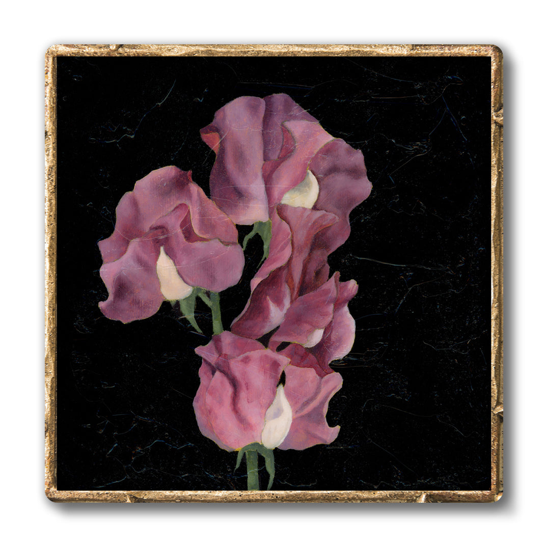 purple floral artwork, sweet pea flower art print