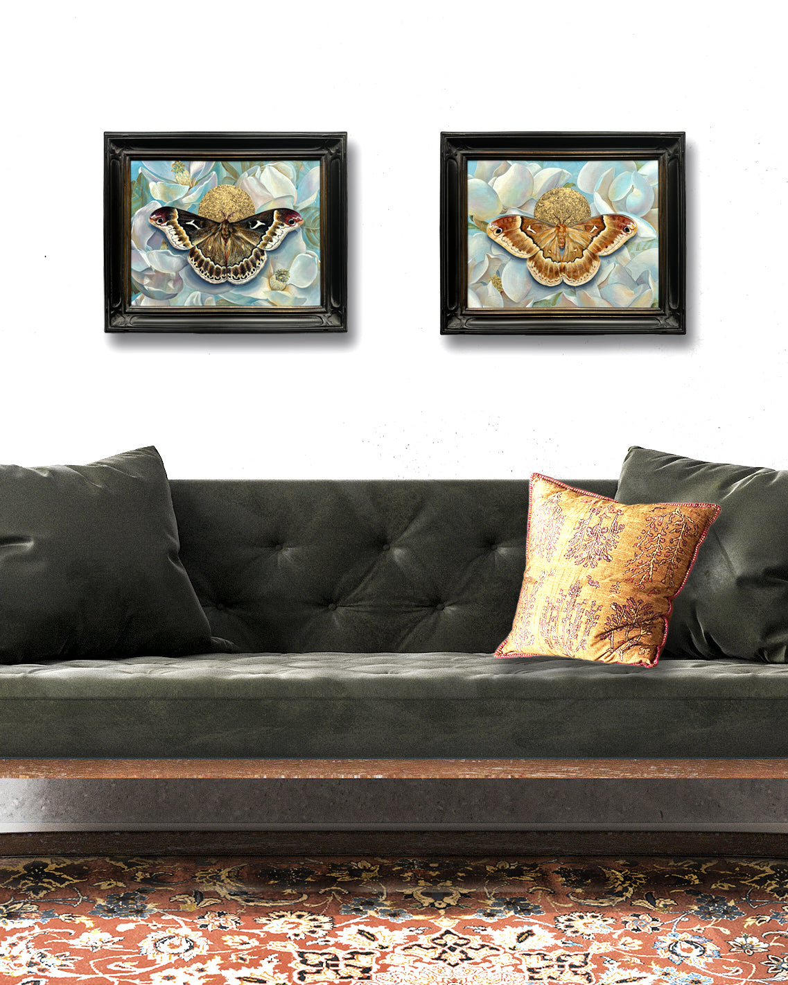 sweetbay magnolia moth painting pair onw all