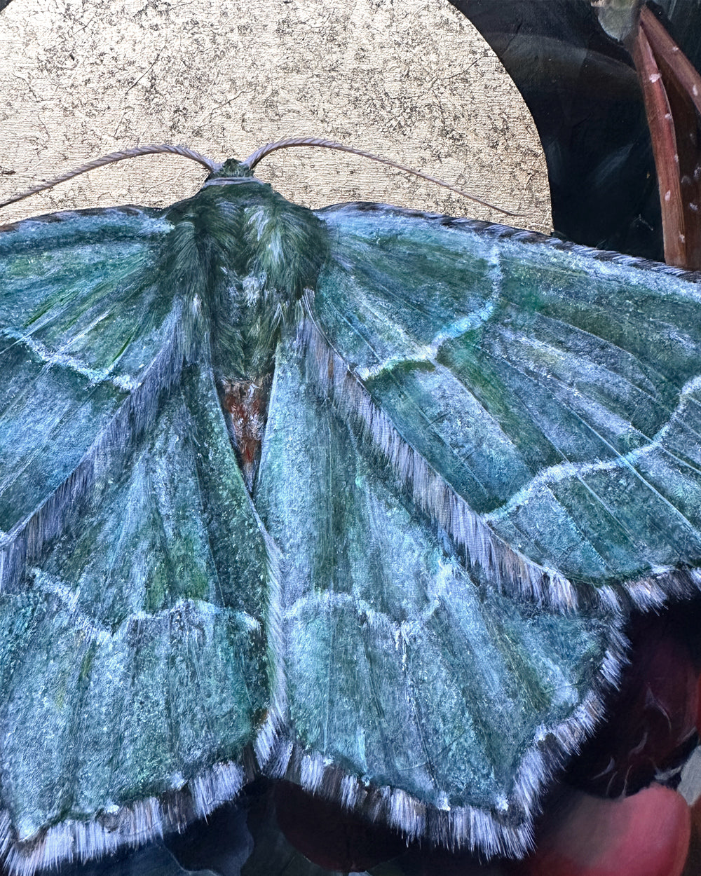 "To Nourish" Common Emerald Moth Painting