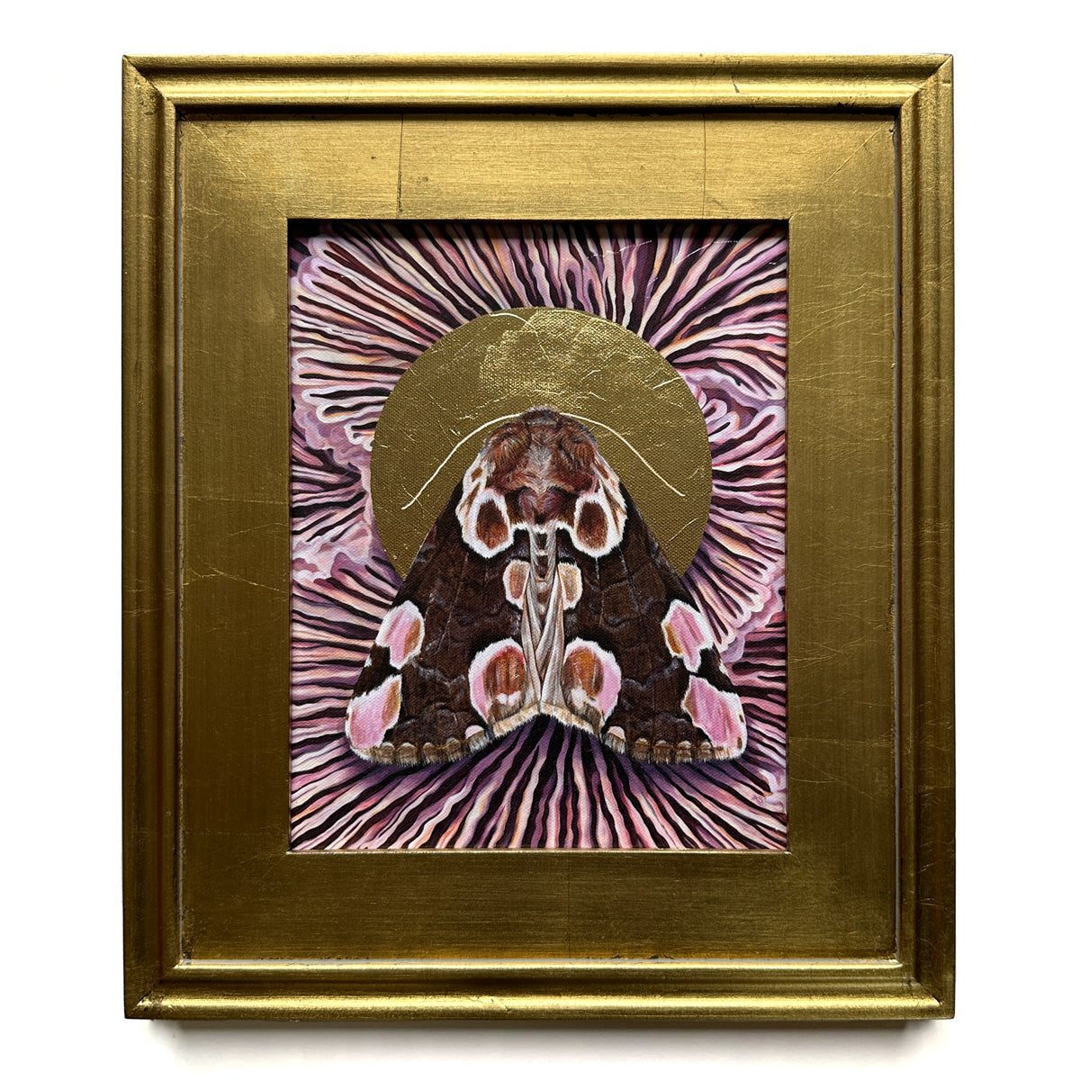 "Together" Peach Blossom Moth Mushroom Art Print