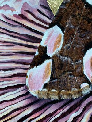 'Together' moth purple mushroom gill painting wing detail