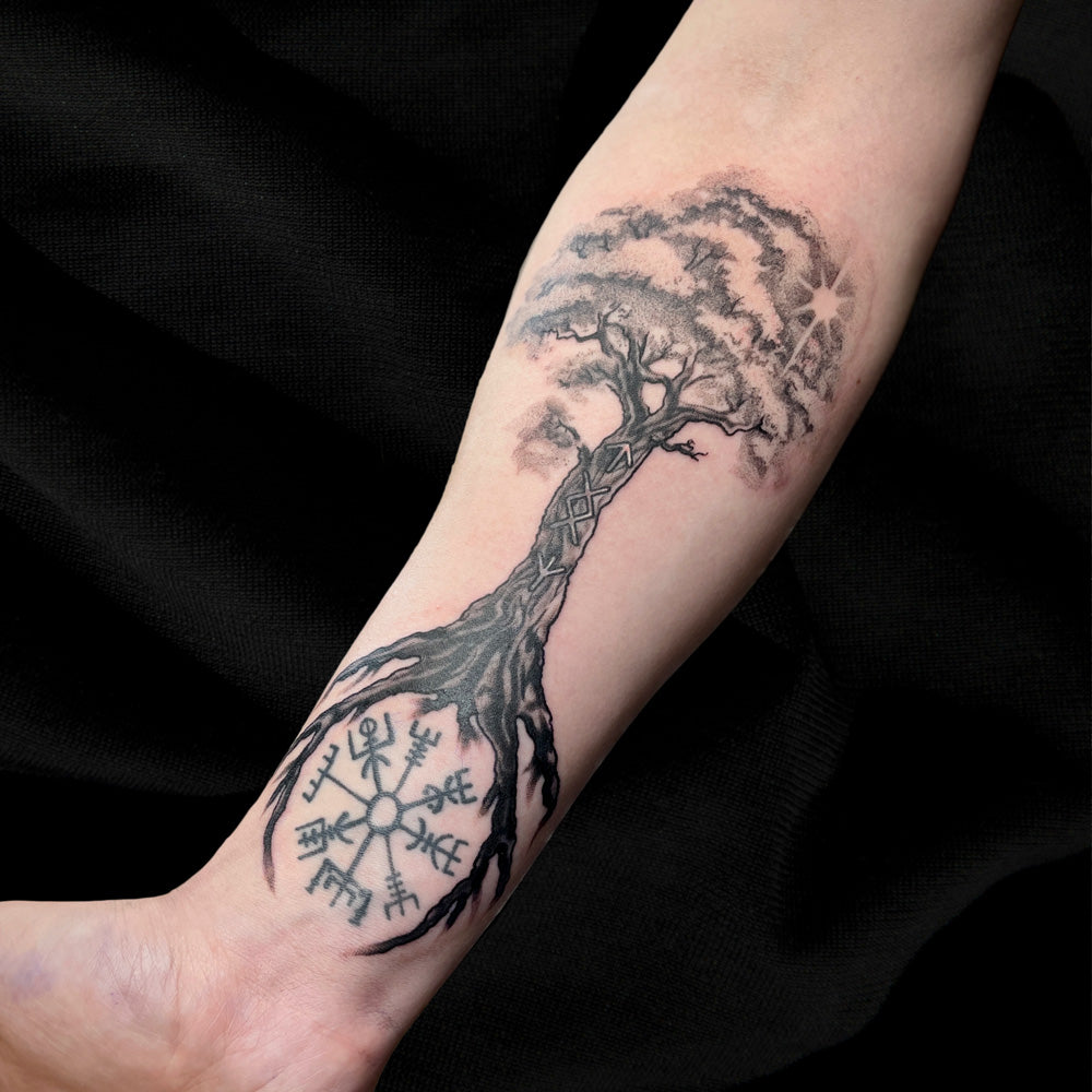 Yggdrasil norse tree tattoo by Cass brown