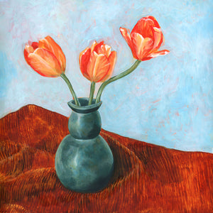 tulip art print vase still life