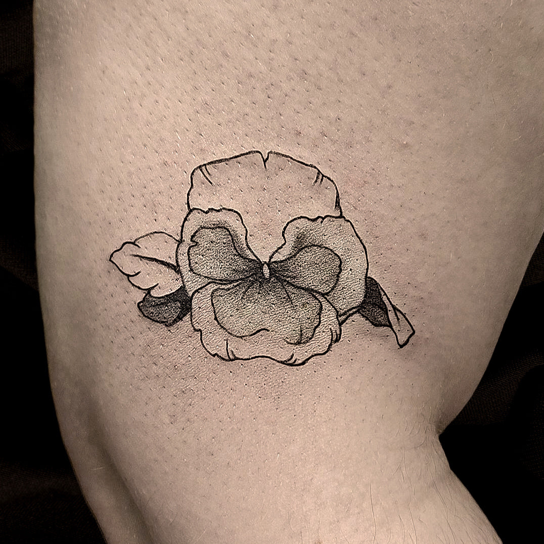 violet flower tattoo by Mary Kuzmin