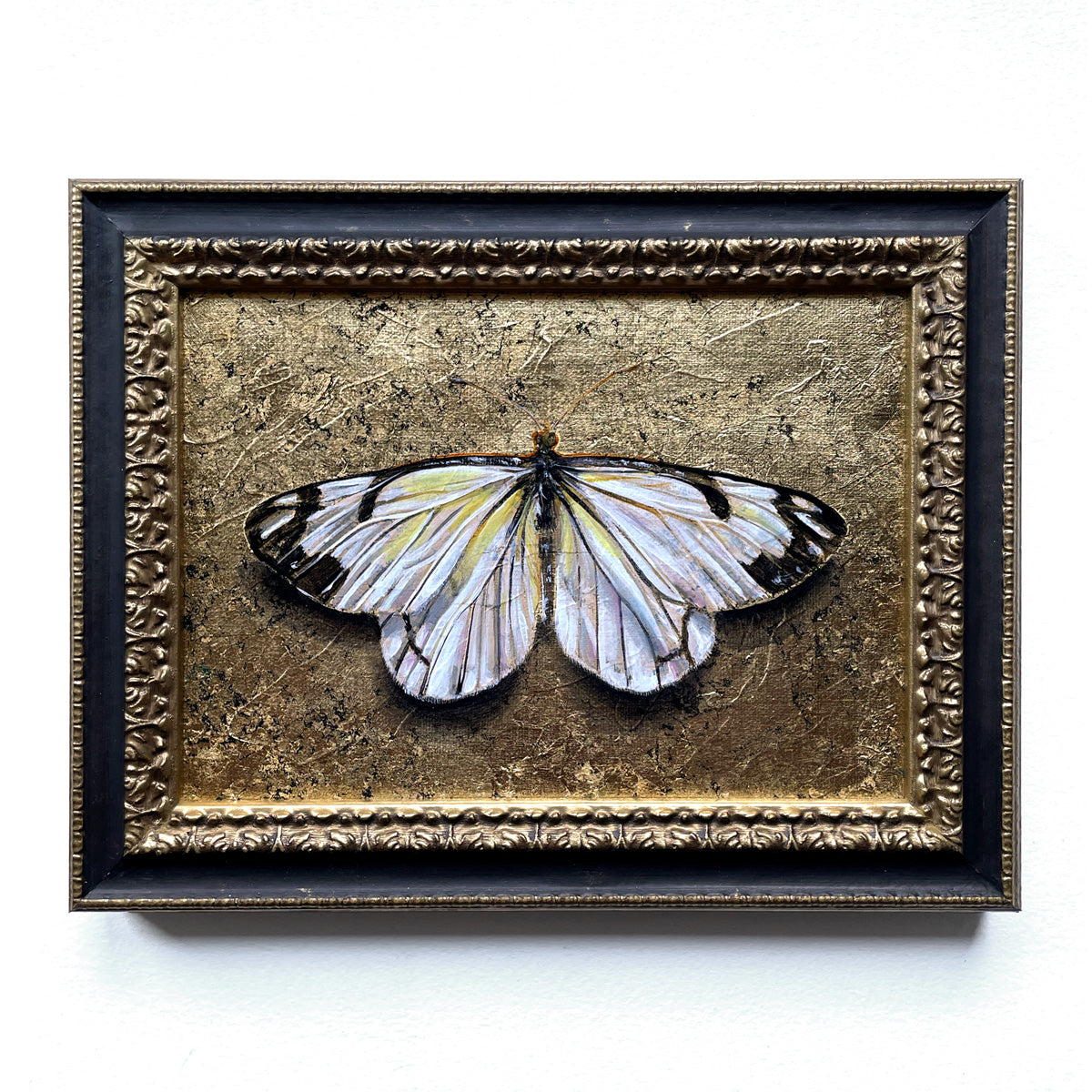 white butterfly painting gold leaf