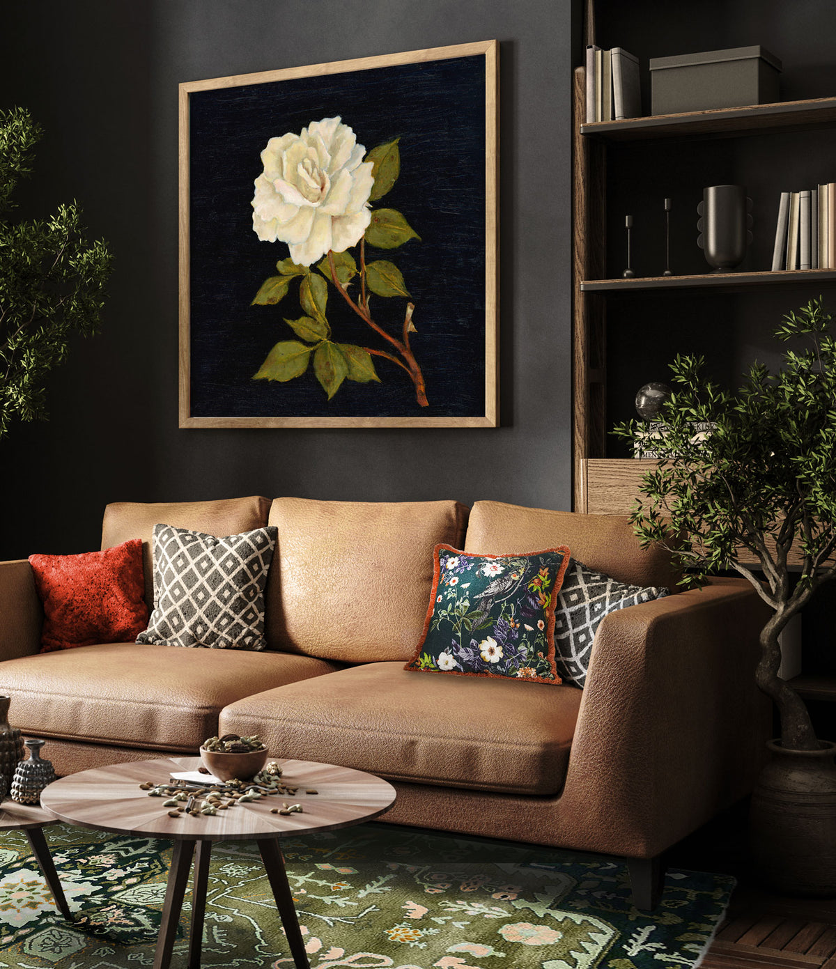 white rose artwork traditional wall decor